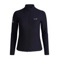 Chaqueta deportiva Endless negra de cuello alto con cremallera, tejido elástico y transpirable para tenis y pádel.
