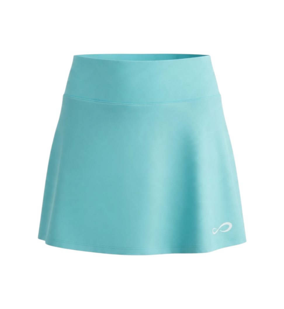 Falda deportiva Endless MX color agua con cintura alta, tejido elástico y short interior para tenis o pádel.