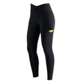 Leggings deportivos negros Endless con cintura cruzada y bolsillo lateral para pelota de pádel, tejido elástico.
