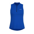 Polo deportivo Endless MX Glam azul real sin mangas con cremallera invisible y tejido transpirable para pádel y tenis.