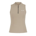 Polo deportivo Endless MX Glam Delave beige sin mangas con cremallera invisible y tejido elástico transpirable.